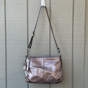 Coach Mia Raspberry Metallic Patent Leather Hobo / Shoulder Bag D1076-15728